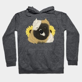 Fawn Pied American Bully with Sunflowers Hoodie